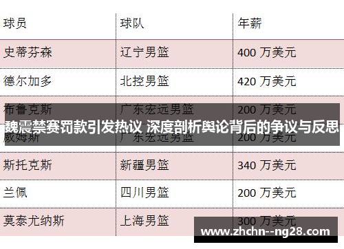 魏震禁赛罚款引发热议 深度剖析舆论背后的争议与反思